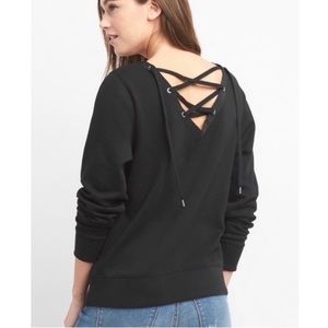 Gap Terry Cotton Crewneck Sweater Tie Up Back